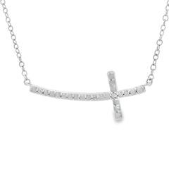 .26ct Diamond Cross Religious Pendant Sterling Silver