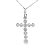 .09ct Diamond Cross Religious Pendant 14KT White Gold