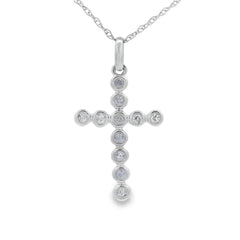 .09ct Diamond Cross Religious Pendant 14KT White Gold