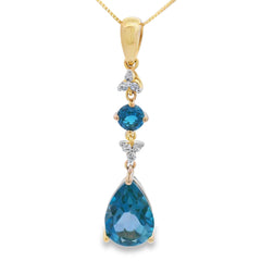 London Blue Topaz Fashion Pendants 10KT Yellow Gold