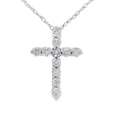 .19ct Diamond Cross Religious Pendant 14KT White Gold