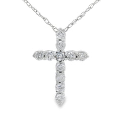 .19ct Diamond Cross Religious Pendant 14KT White Gold