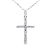 .11ct Diamond Cross Religious Pendant 14KT White Gold