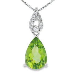 1.30ct Peridot Diamond Fashion Pendants 10KT White Gold