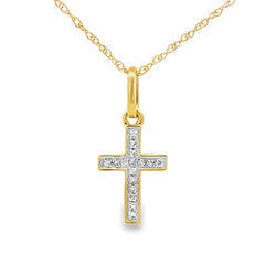 .04ct Diamond Cross Religious Pendant 10KT Yellow Gold