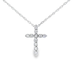 .11ct Diamond Cross Religious Pendant 14KT White Gold