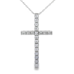 .50ct Diamond Cross Religious Pendant 14KT White Gold