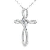 .04ct Diamond Cross Religious Pendant 14KT White Gold