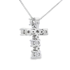 Opal Diamond Cross Religious Pendant 10KT White Gold