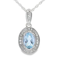 Aquamarine Diamond Fashion Pendants 10KT White Gold