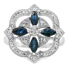 .88ct Sapphire Diamond Ring 14KT White Gold