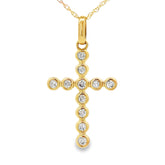 .20ct Diamond Cross Religious Pendant 14KT Yellow Gold