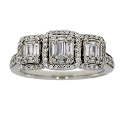 1.00ct Diamond 3 Stone Ring 14KT White Gold