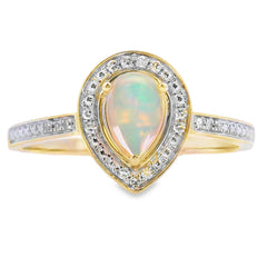 .30ct Opal Diamond Ring 10KT Yellow Gold