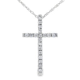 .13ct Diamond Cross Religious Pendant 14KT White Gold