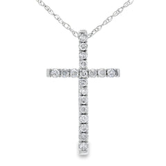 .13ct Diamond Cross Religious Pendant 14KT White Gold