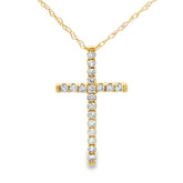 .19ct Diamond Cross Religious Pendant 14KT Yellow Gold