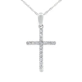 .13ct Diamond Cross Religious Pendant 14KT White Gold