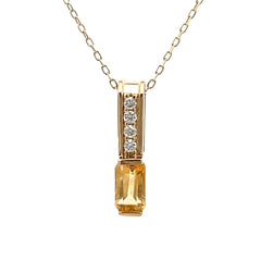 .06ct Citrine Diamond Fashion Pendants 10KT Yellow Gold