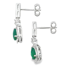 Chalcedony Diamond Dangle Earrings 10KT White Gold