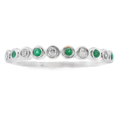 Emerald Diamond stackable band set 14KT White Gold