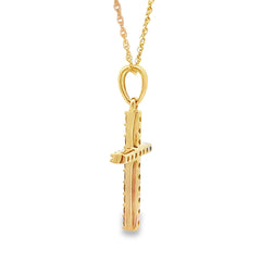 .13ct Diamond Cross Religious Pendant 14KT Yellow Gold