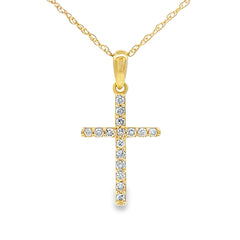 .11ct Diamond Cross Religious Pendant 14KT Yellow Gold