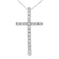 .33ct Diamond Cross Religious Pendant 14KT White Gold