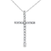 .19ct Diamond Cross Religious Pendant 14KT White Gold