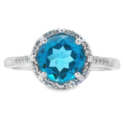 1.35ct London Blue Topaz Diamond Ring 10KT White Gold