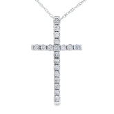 .24ct Diamond Cross Religious Pendant 14KT White Gold