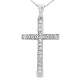.22ct Diamond Cross Religious Pendant 14KT White Gold