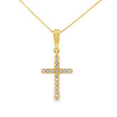 .08ct Diamond Cross Religious Pendant 10KT Yellow Gold