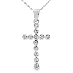 .12ct Diamond Cross Religious Pendant 14KT White Gold