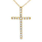 .24ct Diamond Cross Religious Pendant 14KT Yellow Gold