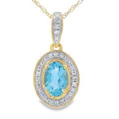 Blue Topaz Diamond Fashion Pendants 10KT Yellow Gold
