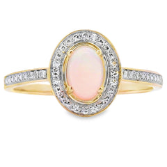Genuine .36ct Opal Diamond Ring 10KT Yellow Gold