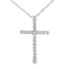 .11ct Diamond Cross Religious Pendant 14KT White Gold
