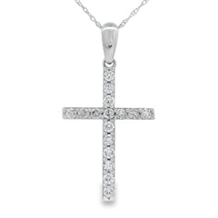 .45ct Diamond Cross Religious Pendant 14KT White Gold