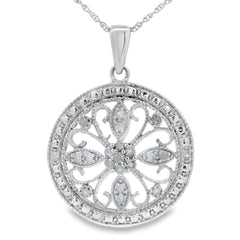 Natural .25ct Diamond Fashion Pendants Sterling Silver