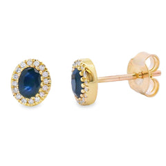 .54ct Sapphire Diamond Stud Earrings 10KT Yellow Gold