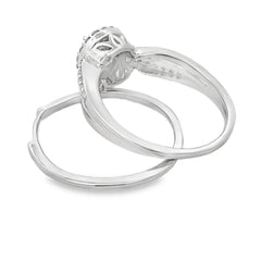 .25ct Diamond Engagement Ring Set Sterling Silver