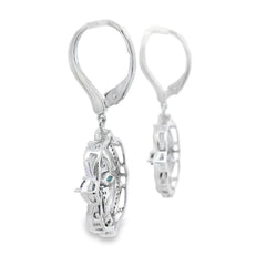 2.04ct Sapphire Diamond Dangle Earrings 14KT White Gold