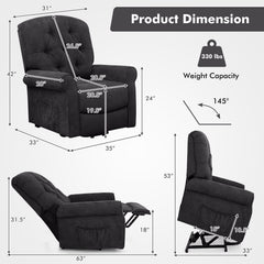 Recliner Chair Sofa for Elderly with Side Pocket and Remote Control
