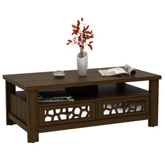 3-tier Coffee Table with 2 Drawers and 5 Support Legs