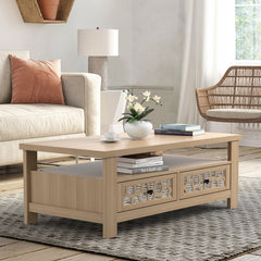 3-tier Coffee Table with 2 Drawers and 5 Support Legs