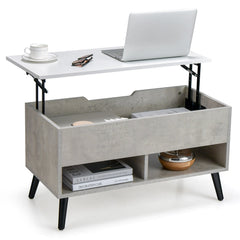 31.5 Inch Lift-Top Coffee Table with Hidden Storage and 2 Open Shelves