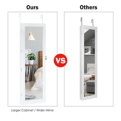 Wall Mounted Lockable Mirror Jewelry Cabinet with LED Light
