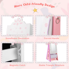 Kids Jewelry Cabinet with Full-Length Mirror and Foldable Drawer-White