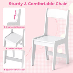 Kids Study Desk and Chair Set with Chair Hutch and Storage Cabinet for 3+ Years Old-White